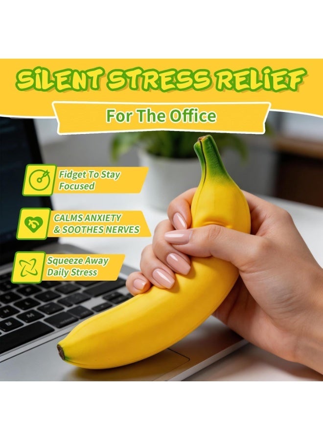 Whimsy 2026 New Bannana Squishy Stress Toy Fake Stretchy Banana Foam Squishies Squishy Fidget Toys Stress Relief Anti Stress Stretchy Bannana Toys and Enhancement for Work School, Soft PU Foam（17cm) - Image 4