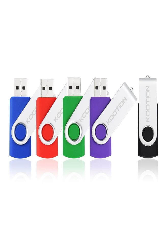 Kootion KOOTION 5 X 16GB USB Flash Drive 2.0 Thumb Drive 16 gb Memory Stick Swivel Keychain Design Mixcolor  - Image 1