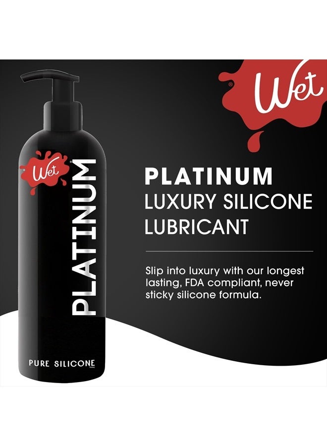 Wet زجاجة تشحيم بلاتينيوم سيليكونية 16 أونصة، زيت تشحيم شخصي فاخر ممتاز، متوافق مع الرجال والنساء والواقي الذكري، مقاوم للماء، غير لاصق، مضاد للحساسية، خالٍ من البارابين - Image 2