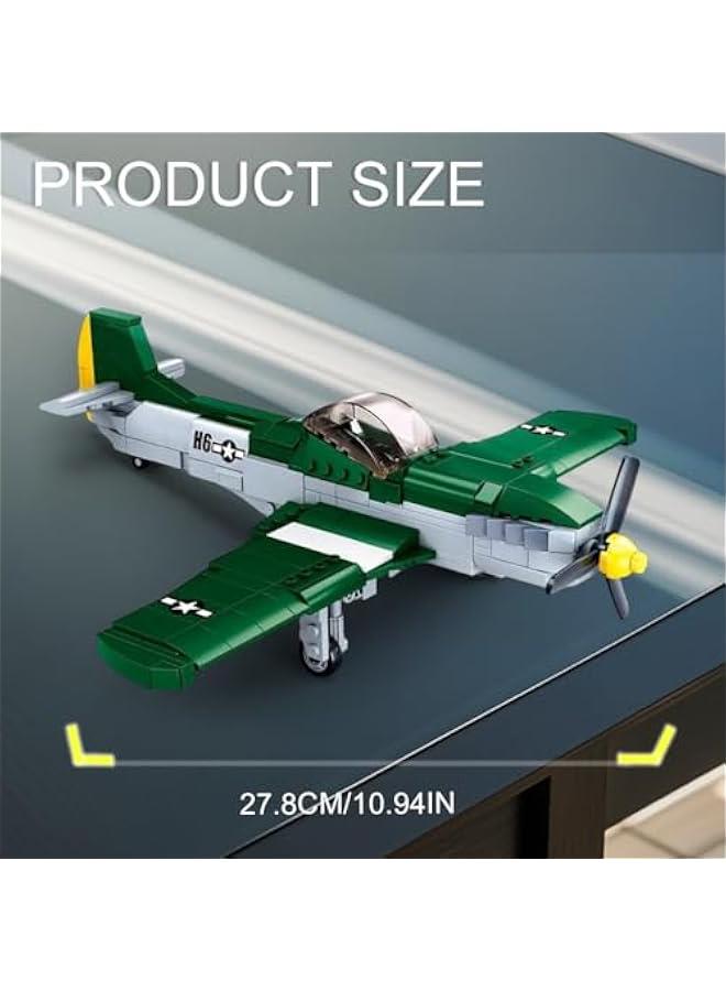 P51D Fighter Military Army Airplane Building Bricks Set with 1 Figure, 323 Pieces Air-Force Build Blocks Toy, Gift for Kid and Adult. - Image 2