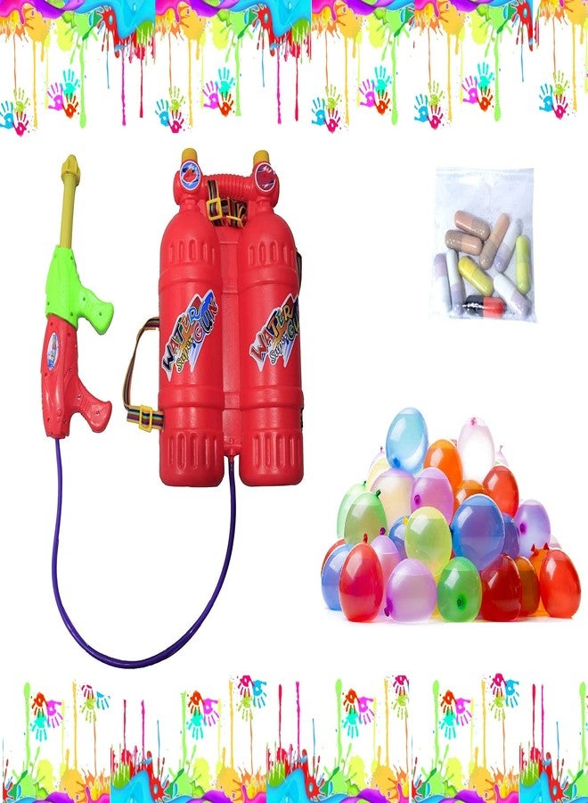 Ekan Kids Double Tank Pichkaree High Pressure Water Tank for Boys and Girls (10 Water Mixing Colors and 50 Balloons) - Image 1