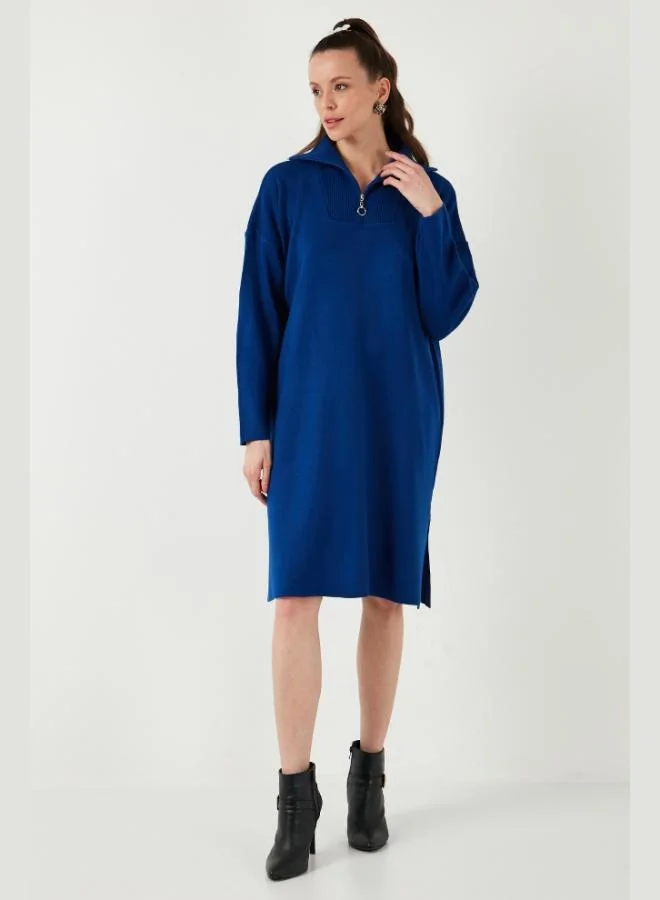 ليلا فستان ليلا محبوك بفتحة نصف سحاب للنساء