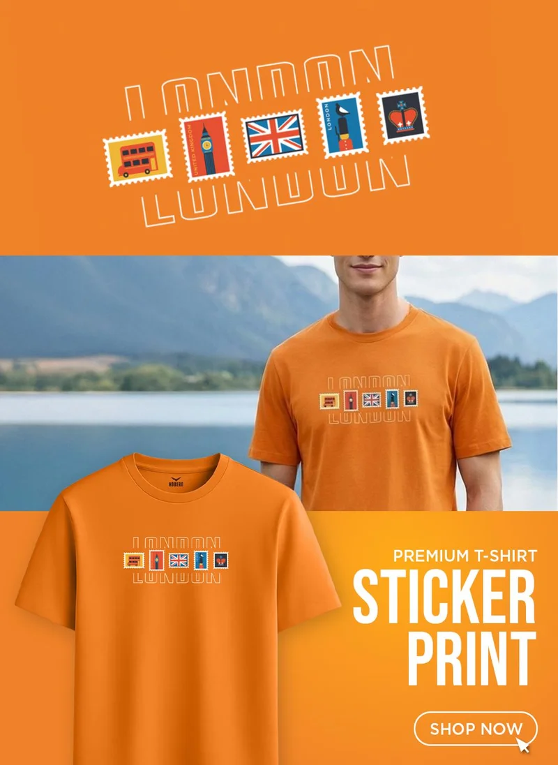 NOBERO Caramel NOBERO Men's Premium Printed Regualr T-Shirt for Men | Best Price UAE