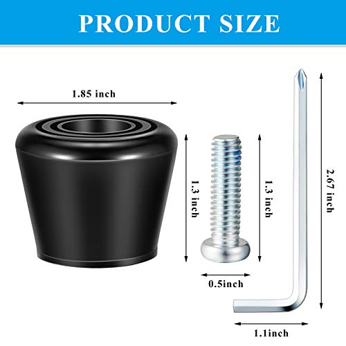 Skylety 5 Pieces Roller Skate Toe Stoppers Set Include 1 Pair of Roller Toe Stops for Quad Skates Rubber Brake 1 Handy Wrench and 2 Screws(Black) - Image 3
