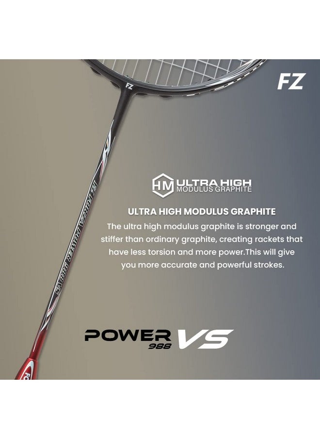 Forza Power 988 Vs, Badminton Racquet, Power And Precision Control, Strung, Graphite And Carbon Nanotubes, Head Heavy, Advanced Level, Ideal For Attacking And Professional Players,Tension-28 Lbs.