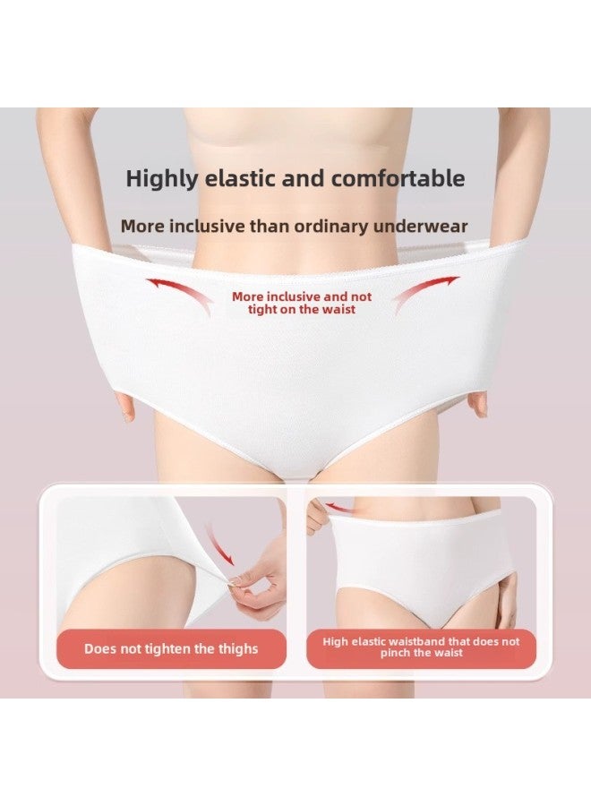 Buddy High Disposable Underwear Women's High Waist Pregnant Women's Pure Cotton Sterilized Plus Size Day Throwing Shorts After Caesarean Section-Color:High Waist Triangle White 4 Pack-Size:5XL（95-105kg）  - Image 4