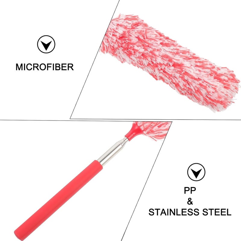 SHERCHPRY Extendable Microfiber Duster Household Cleaning Tool with Red-White Washable Fiber for Dust Removal on Ceiling Fans, Blinds, and Furniture - Image 5