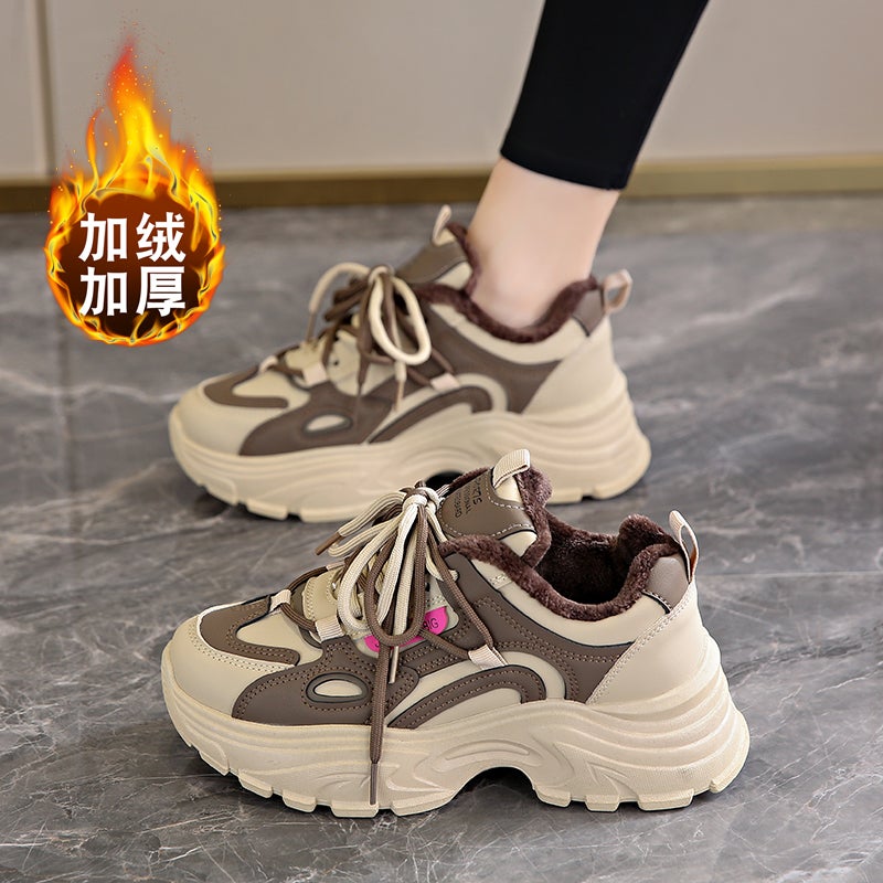 Women'S Shoes Winter Fleece-Lined Thick Cotton Shoes Soft Sole Dad Sneaker Student Shoes Children - Image 2