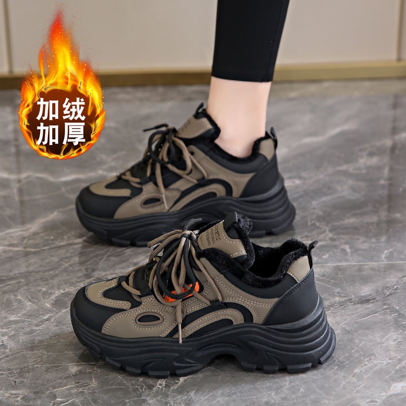 Women'S Shoes Winter Fleece-Lined Thick Cotton Shoes Soft Sole Dad Sneaker Student Shoes Children - Image 3