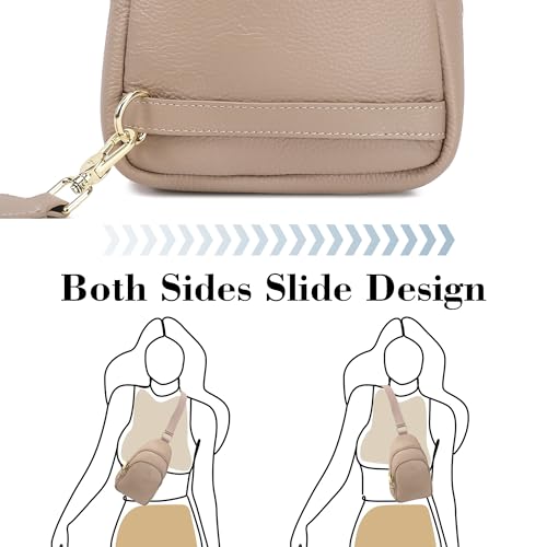 INICAT Crossbody Sling Bags Travel Cross Body Purses Faux Leather Fanny Packs Chest Bag for Women(Khaki anti theft) - Image 5