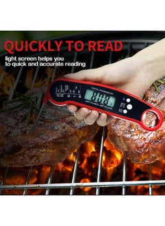 Bluejw 3 Pcs Digital Meat Thermometer with Probe Waterproof Fast Read Food Thermometer Kitchen Grilling Cooking Thermometer with Backlight Magnet and Calibration for Baking BBQ Outdoor, Red and Black  - Image 5