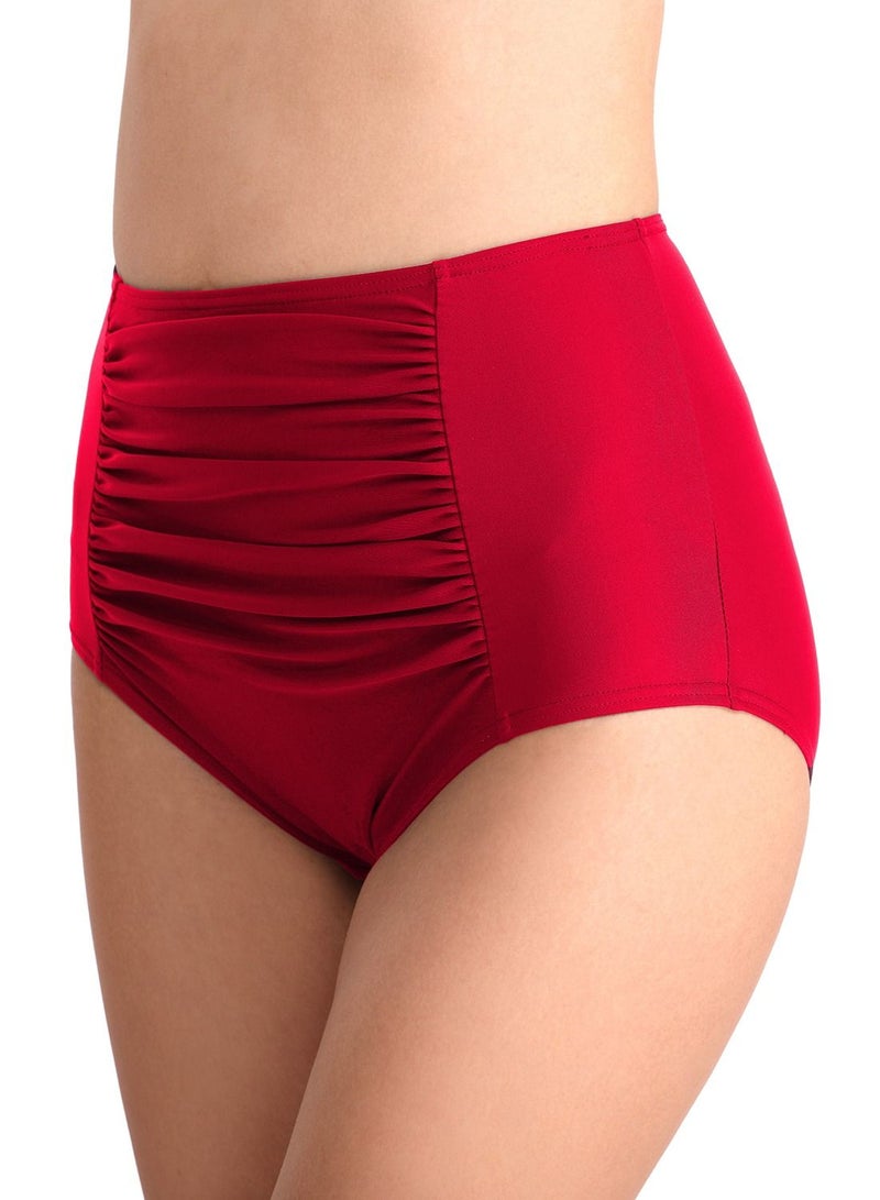 Loquat Solid Color Plunge Bikini Bottom Red  - Image 2