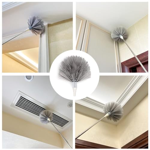 Jig-Tik Microfiber Feather Duster Bendable & Extendable Fan Cleaning Duster with 100 inches Expandable Pole Handle Washable Duster for High Ceiling Fans,Window Blinds, Furniture (Grey) - Image 4