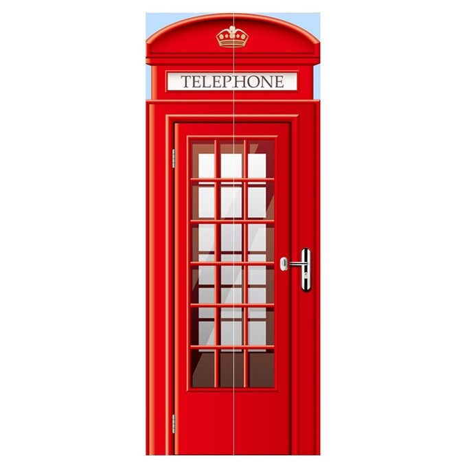 MODERN ART PHONEBOOTH 3D DOOR STICKER PEEL AND STICK VINYL DOOR MURAL DECALS FOR HOME DECOR 303X78777X200CM 2 PCS SET