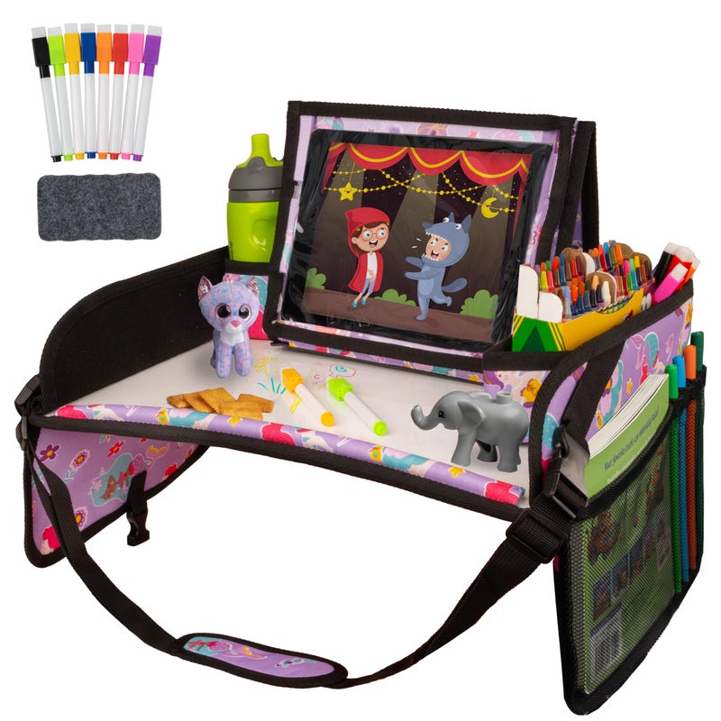Lusso Gear Lusso Gear Kids Travel Tray for Car Road Trip Essentials for Kids Car Seat Tray for Toddlers Kids for Airplane Kids Travel Desk Road Trip Activities Mermaids