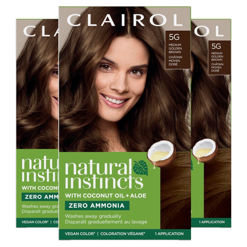 Clairol Natural Instincts Demi-Permanent Hair Dye, 5G Medium Golden Brown Hair Color, Pack of 3 - Image 1