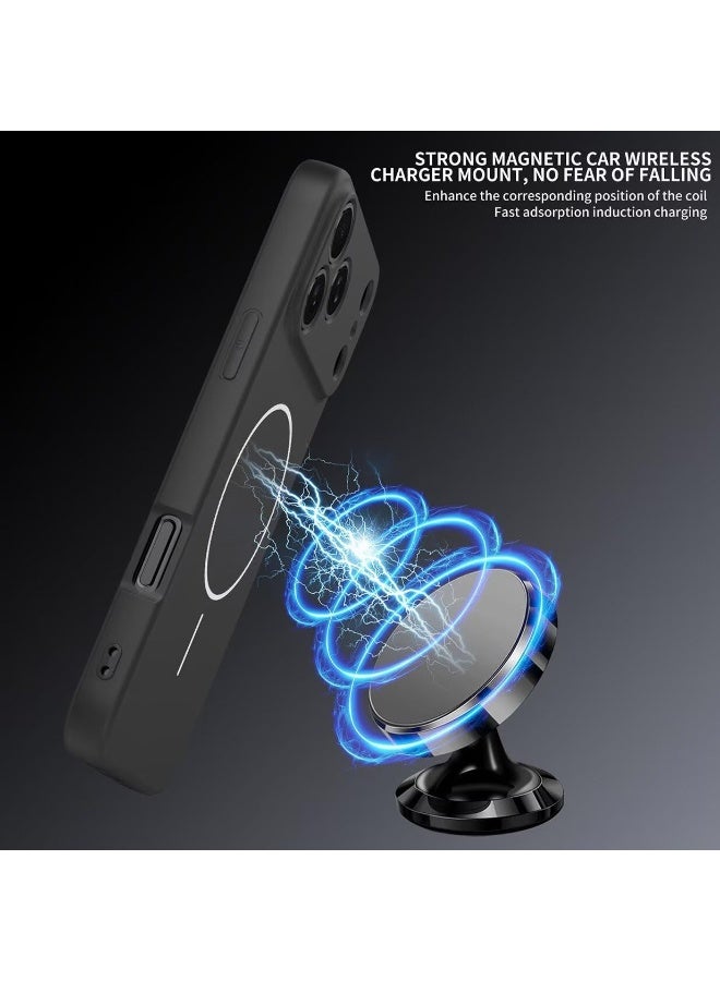 YoYoTech Honor 600 Pro Case Matte Frosted Soft Shell Phone Cover Full Coverage with Camera Lens Guard,ShockProof Cover Supports Magnetic Wireless Charging for Honor  600 Pro 6.57' 2026 - Black - Image 3