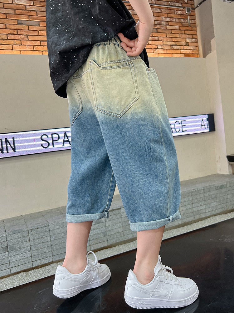 Boys' Fashion Brand Gradient Denim Shorts Summer Thin Children'S Summer Pants Big Boys Summer Pants - Image 5