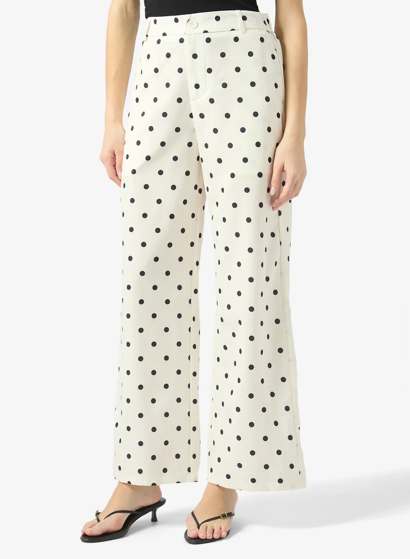 Ginger High Rise Polka Dot Straight Fit Pants