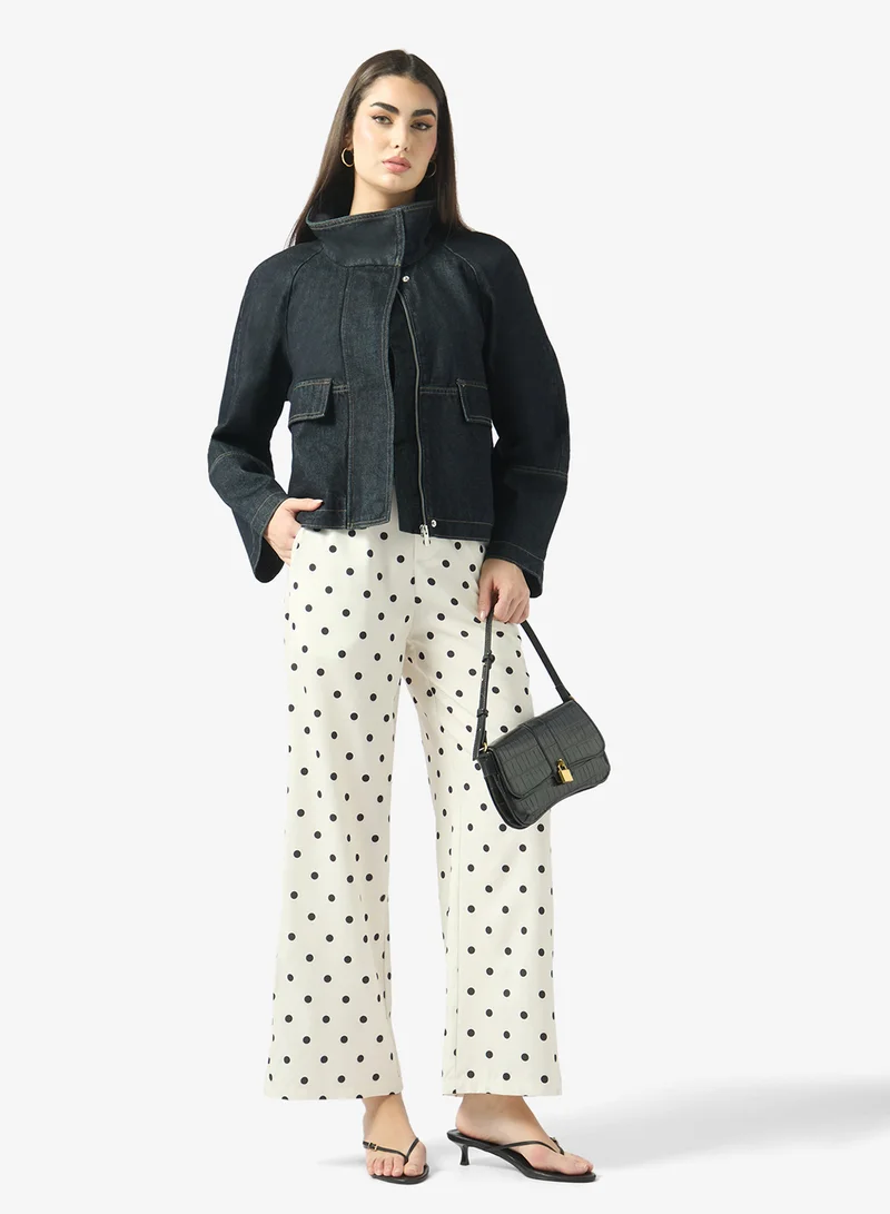 Ginger High Rise Polka Dot Straight Fit Pants