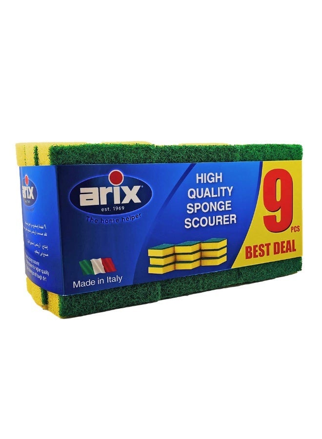 Arix Sponge Scourer 9-Piece Pack – Heavy Duty Non-Scratch Dishwashing Sponges - Image 3