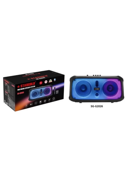 Multimedia Stereo 2.0 Channel Speaker 40W Remote Control Via BT, USB, SD/MMC, SG-G2026