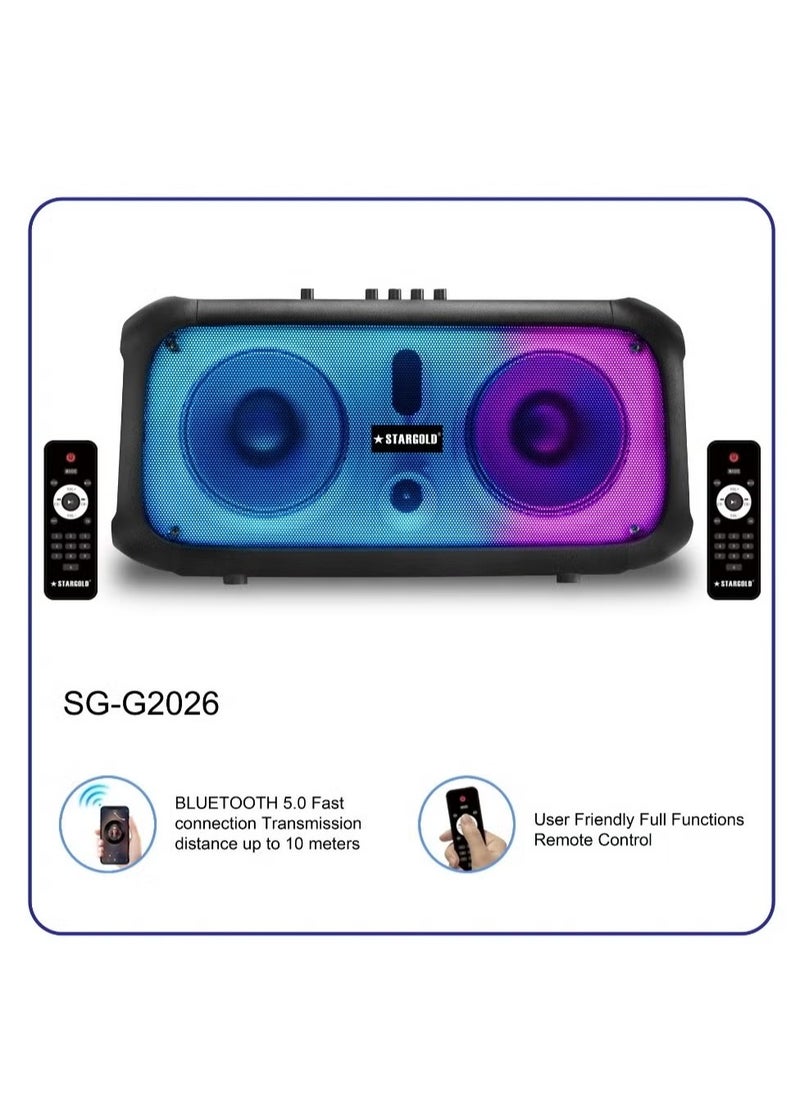 Stargold - Multimedia Stereo 2.0 Channel Speaker 40W Remote Control Via BT, USB, SD/MMC, SG-G2026 - Image 1