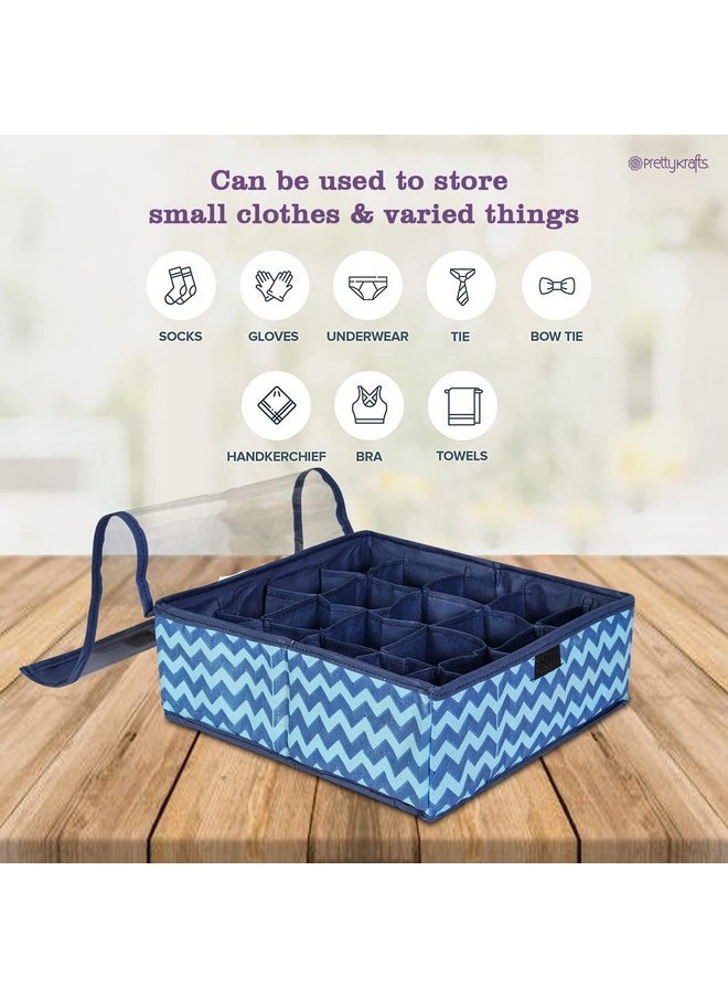 PrettyKrafts Non-Woven Innerwear Organizer 15+1 Compartment,Folding Drawer Wardrobe Organizer,Bra,Scarf,Belt,Tie,Undergarments,Foldable Storage Box with Lid,Dressing Table Box,(Wave Blue),Clothing - pzsku/Z28CEFDBBE29EB6F9F151Z/45/_/1738306391/3de2cacd-7f68-4e53-949e-05f917b24f74