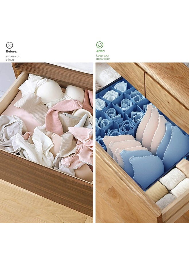 PrettyKrafts Non-Woven Innerwear Organizer 15+1 Compartment,Folding Drawer Wardrobe Organizer,Bra,Scarf,Belt,Tie,Undergarments,Foldable Storage Box with Lid,Dressing Table Box,(Wave Blue),Clothing - pzsku/Z28CEFDBBE29EB6F9F151Z/45/_/1738306396/2ccc738b-fe39-4a01-8bc5-0346092f24fc