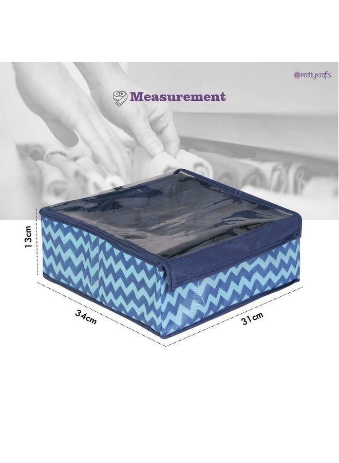 PrettyKrafts Non-Woven Innerwear Organizer 15+1 Compartment,Folding Drawer Wardrobe Organizer,Bra,Scarf,Belt,Tie,Undergarments,Foldable Storage Box with Lid,Dressing Table Box,(Wave Blue),Clothing - Image 3