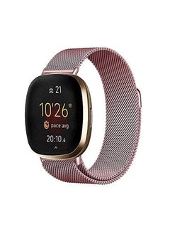 VINSOC Milanese Mesh Loop Band for Fitbit Versa 3 Pink Gold  - Image 1