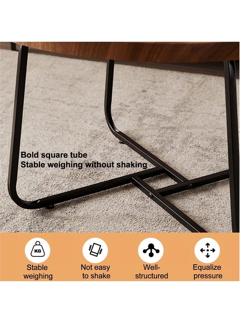 MUDISO Coffee Table Set of 2 Round Nesting Table for Living Room Wood Round Coffee Table Industrial End Table Side Tables Living Room Modern Side Table Coffee Table Decor Sturdy Metal Frame  - Image 5