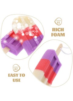 EXCEART 2Pcs Bath Sponge Ice Cream Shape Shower Loofahs Balls Exfoliating Pads Wash Scrubber For Bathroom Random Color  - Image 4