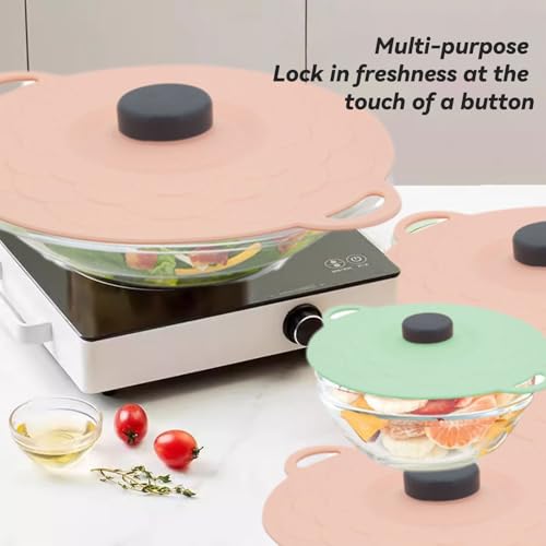 JIELUO 5 Pack Silicone Food Storage Lids, Silicone Bowl Lid Set,Microwave Splatter Cover, 5 Sizes Reusable Heat Resistant Suction Lids Fits, for cups, bowls, plates, pots, pans, refrigerators, etc. - Image 5