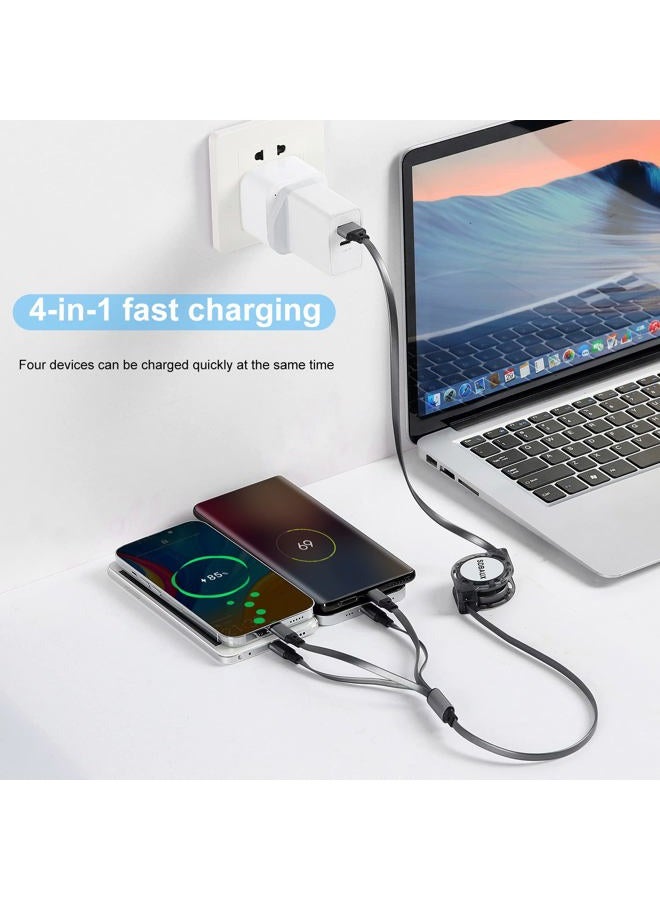 SDBAUX Retractable Multi USB Charging Cable 3A, 4 in1 Fast Charger Cord Connector with Dual iP/Type C/Micro USB Port Adapter, Compatible with Phone 16 15 14 13 12 11 Pro Max XS XR X Tablets and More - Image 3