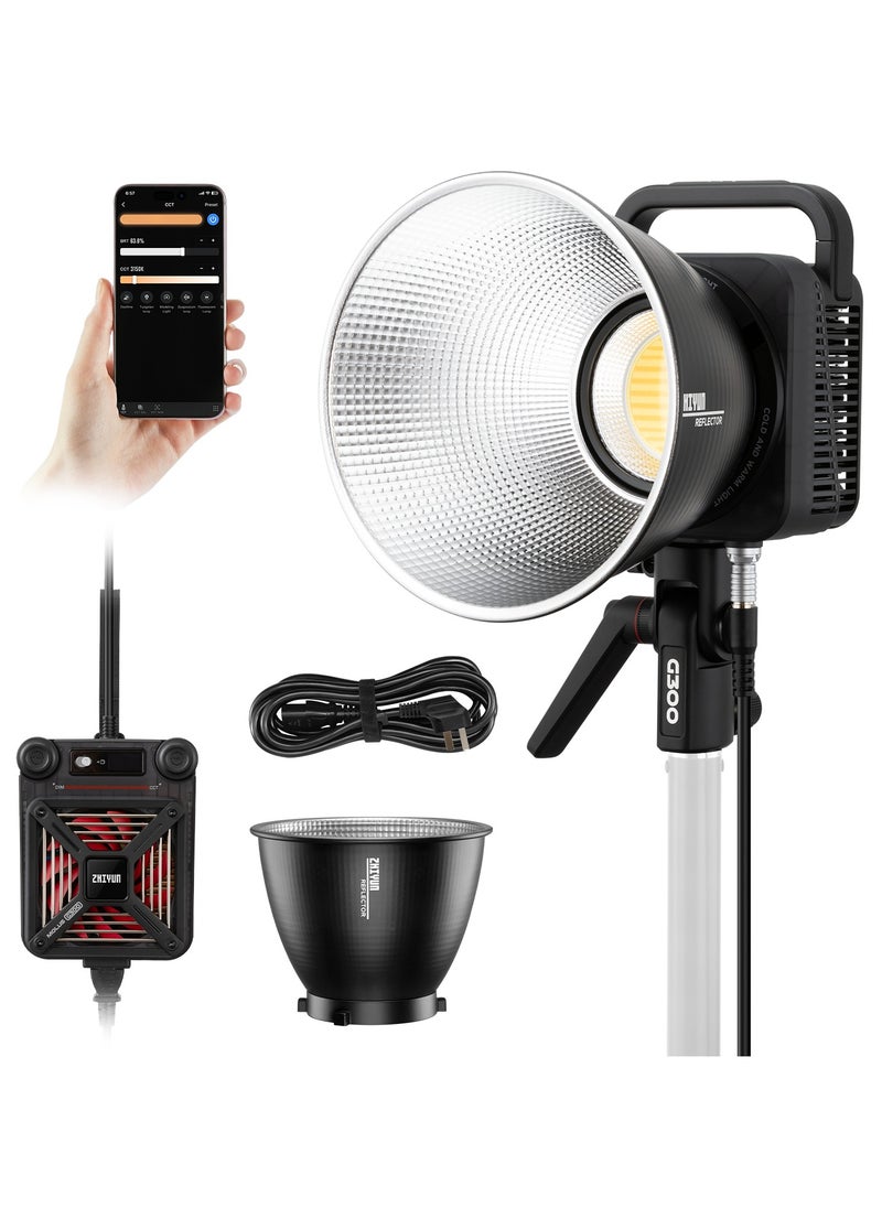 Zhiyun ZHIYUN MOLUS G300 [Official], 300W COB Bi-Color LED Video Light, Bowens Mount, 500W MAX Extreme Mode, App Control, Ultra Quiet, 2700K-6500K, CRI 95+ TLCI 97+ 15500Lux/1M,14 Lighting Effects  - Image 1
