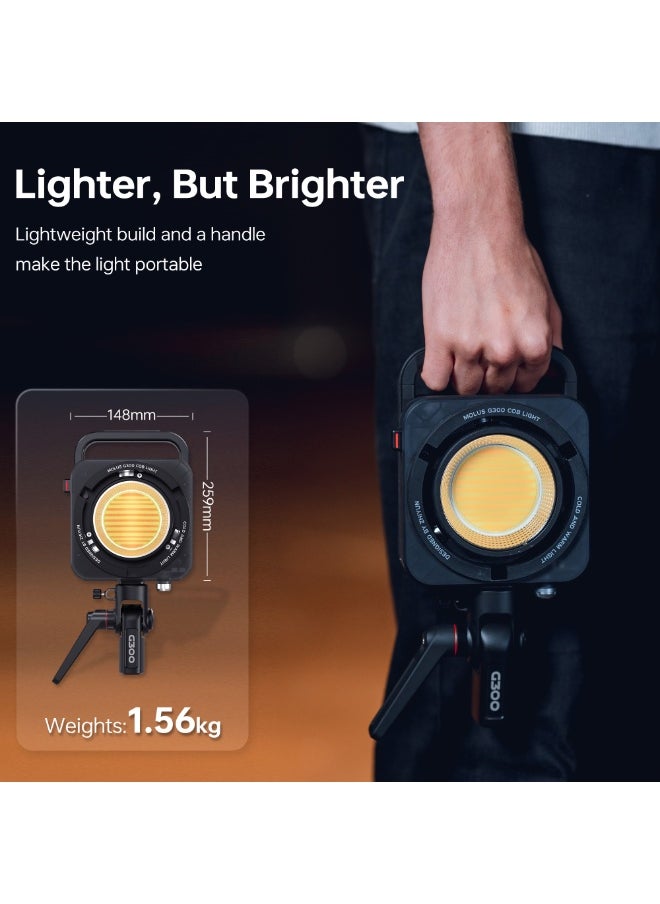 Zhiyun ZHIYUN MOLUS G300 [Official], 300W COB Bi-Color LED Video Light, Bowens Mount, 500W MAX Extreme Mode, App Control, Ultra Quiet, 2700K-6500K, CRI 95+ TLCI 97+ 15500Lux/1M,14 Lighting Effects  - Image 5