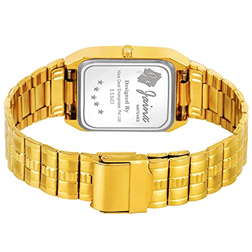 jainx Day and Date Green Dial Golden Chain Analog Wrist Watch for Men - JM1153 - Image 3