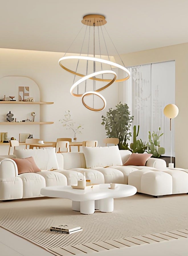 Three-color band remote-controlled circular ceiling lamp for living room, modern and luxurious ceiling lamp for bedroom and dining room, circular ring creative LED smart lamp - Image 2