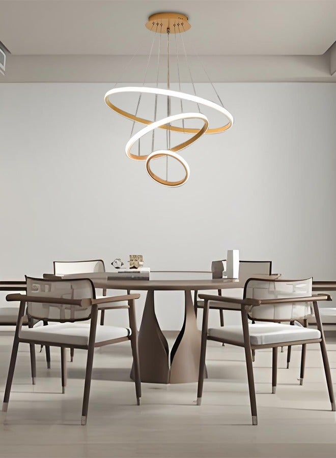 Three-color band remote-controlled circular ceiling lamp for living room, modern and luxurious ceiling lamp for bedroom and dining room, circular ring creative LED smart lamp - Image 3