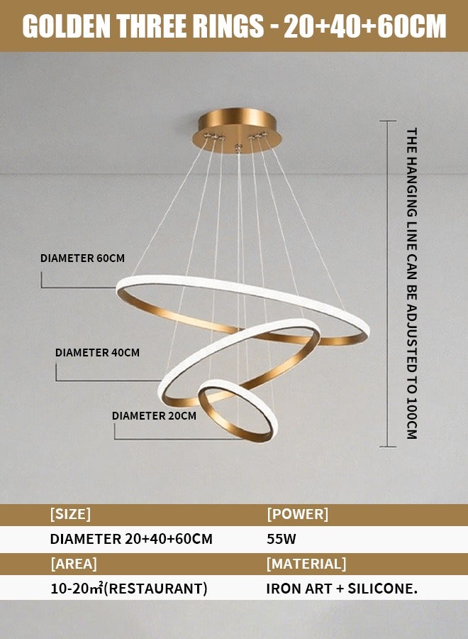 Three-color band remote-controlled circular ceiling lamp for living room, modern and luxurious ceiling lamp for bedroom and dining room, circular ring creative LED smart lamp - Image 4