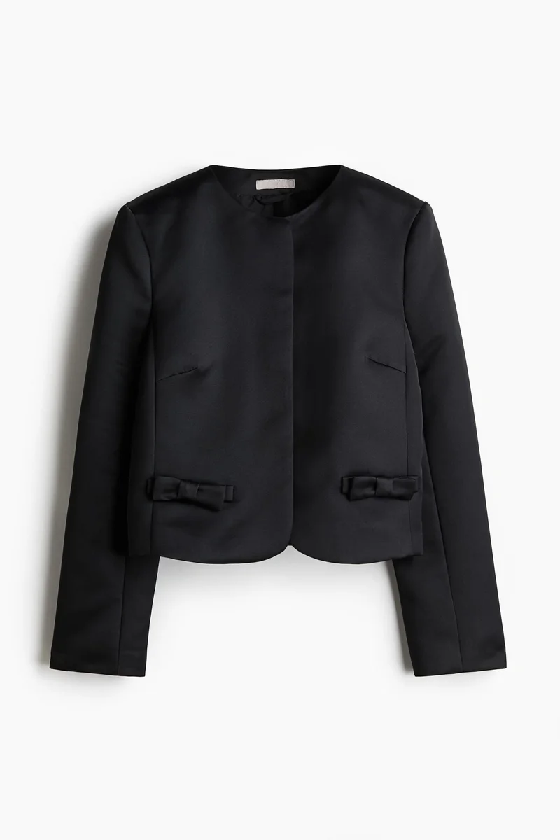 H&M Bow-detail satin blazer