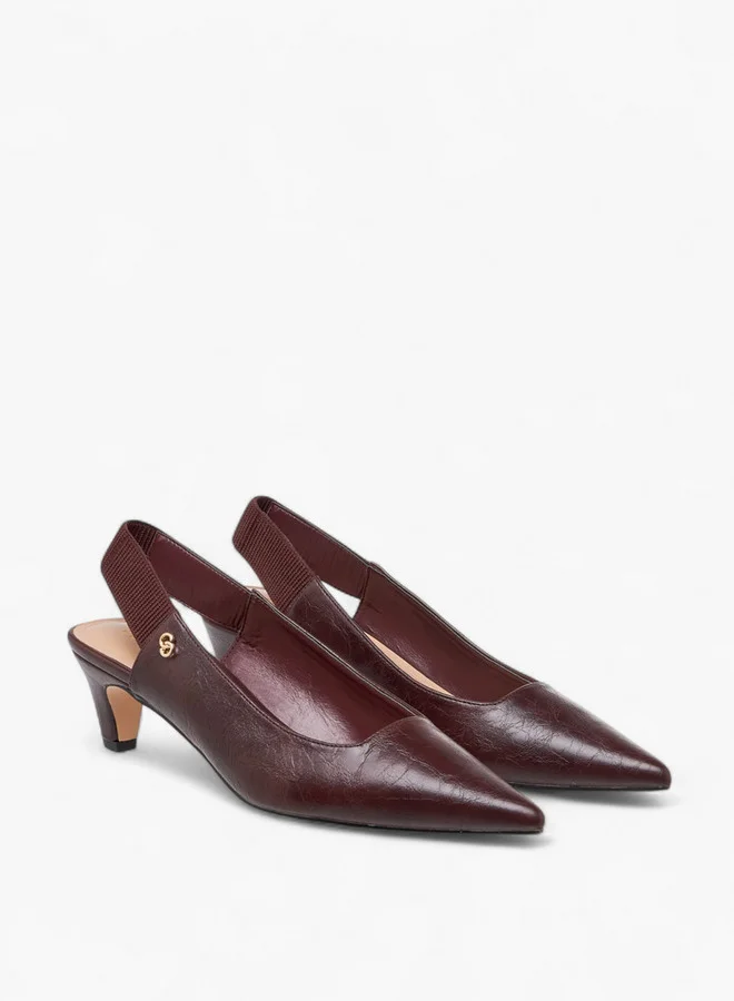 Celeste Women's Solid Slingback Shoes with Kitten Heels