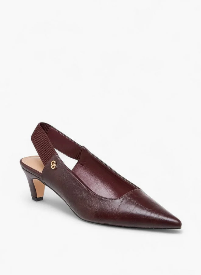 Celeste Women's Solid Slingback Shoes with Kitten Heels