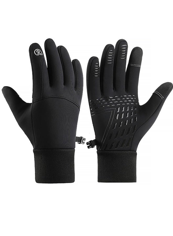 قفازات شتوية دافئة للجنسين مقاومة للرياح ومقاومة للماء ومبطنة للطقس البارد ومتوافقة مع شاشات اللمس للرياضات الخارجية  الجري وركوب الدراجات والتزلج وركوب الخيل والقيادة والاستخدام اليومي أسود - Image 2