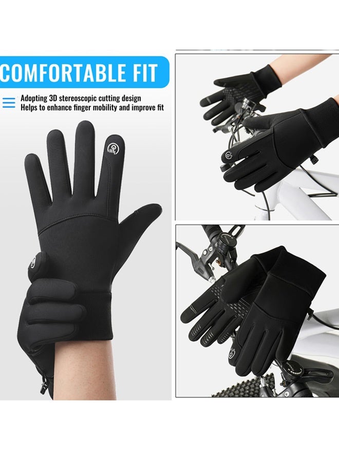 قفازات شتوية دافئة للجنسين مقاومة للرياح ومقاومة للماء ومبطنة للطقس البارد ومتوافقة مع شاشات اللمس للرياضات الخارجية  الجري وركوب الدراجات والتزلج وركوب الخيل والقيادة والاستخدام اليومي أسود - Image 5