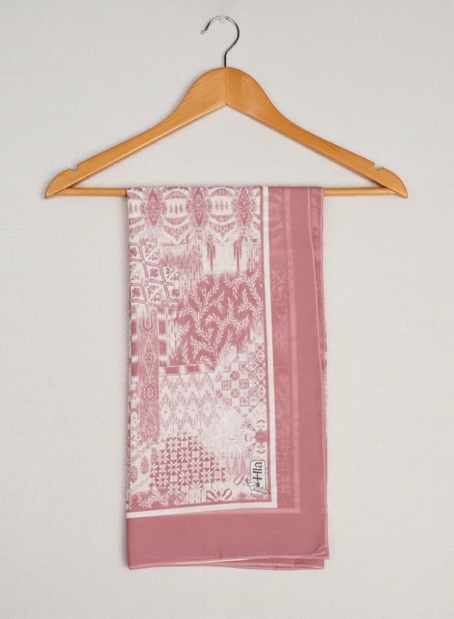 عبايات لمحة طرحة شيفون مطبوعة – وردي بنقشة تراثية فاخرة