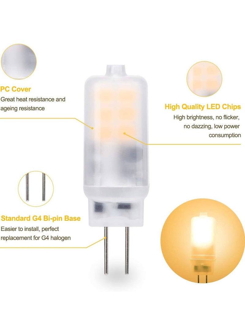 (10PCS) G4 LED Light Bulb 2W AC/DC 12V Warm White 2700K G4 Bi-Pin Base Lamp 10W 15W 20W Halogen Bulbs Equivalent for Landscape Chandelier Under Cabinet Lighting, Non-dimmable, No Flicker - Image 2