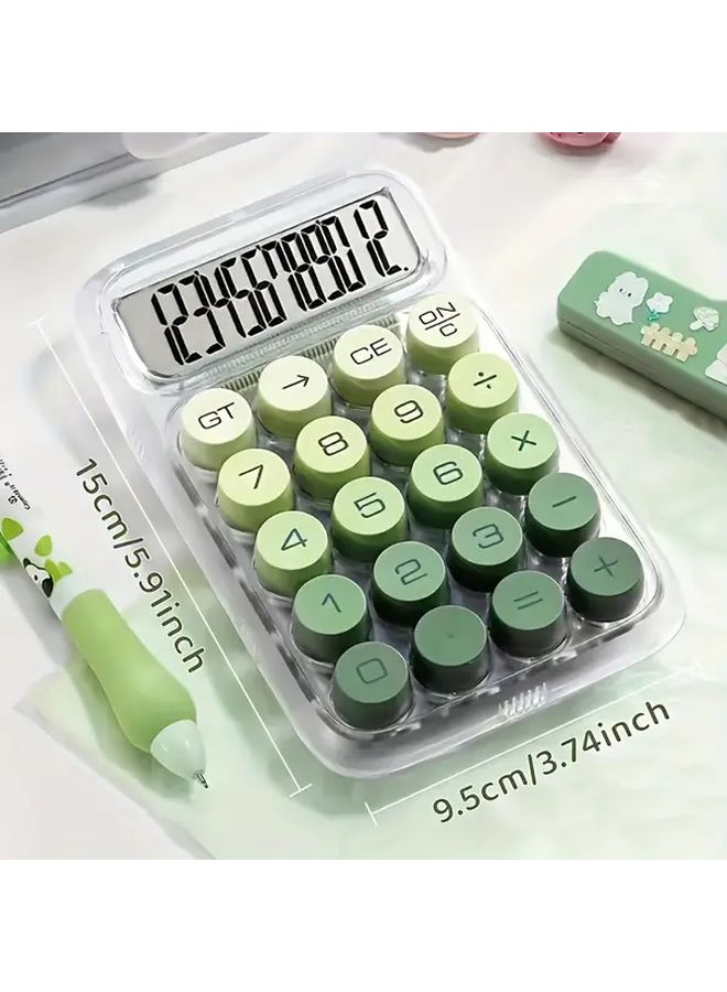 Green Large Screen 12 Digit Transparent Dopamine Calculator For Office School Home - Image 1