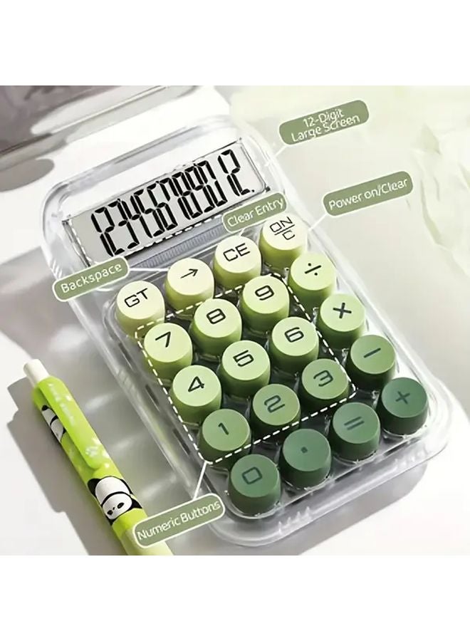 Green Large Screen 12 Digit Transparent Dopamine Calculator For Office School Home - Image 2